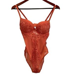 Daisy Fuentes Copper Lace Bodysuit Teddy Med